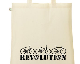 Biciclette Revolution 100% cotone organico o borse da palestra in nero o naturale