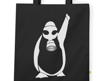 Gezi Penguin 100% Organic Cotton or Canvas Totes and Gymsacs in Black or Natural