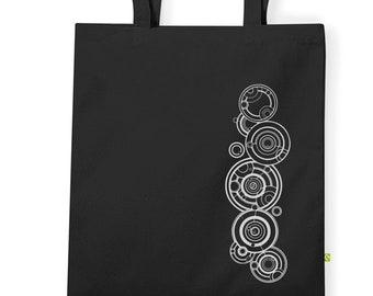 Doctor Who Gallifreyan Name 100% Organic Cotton or Canvas Totes and Gymsacs in Black or Natural