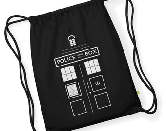 TARDIS Nouveau coton 100% organique ou toile fourre-tout et gymsacs en noir ou naturel