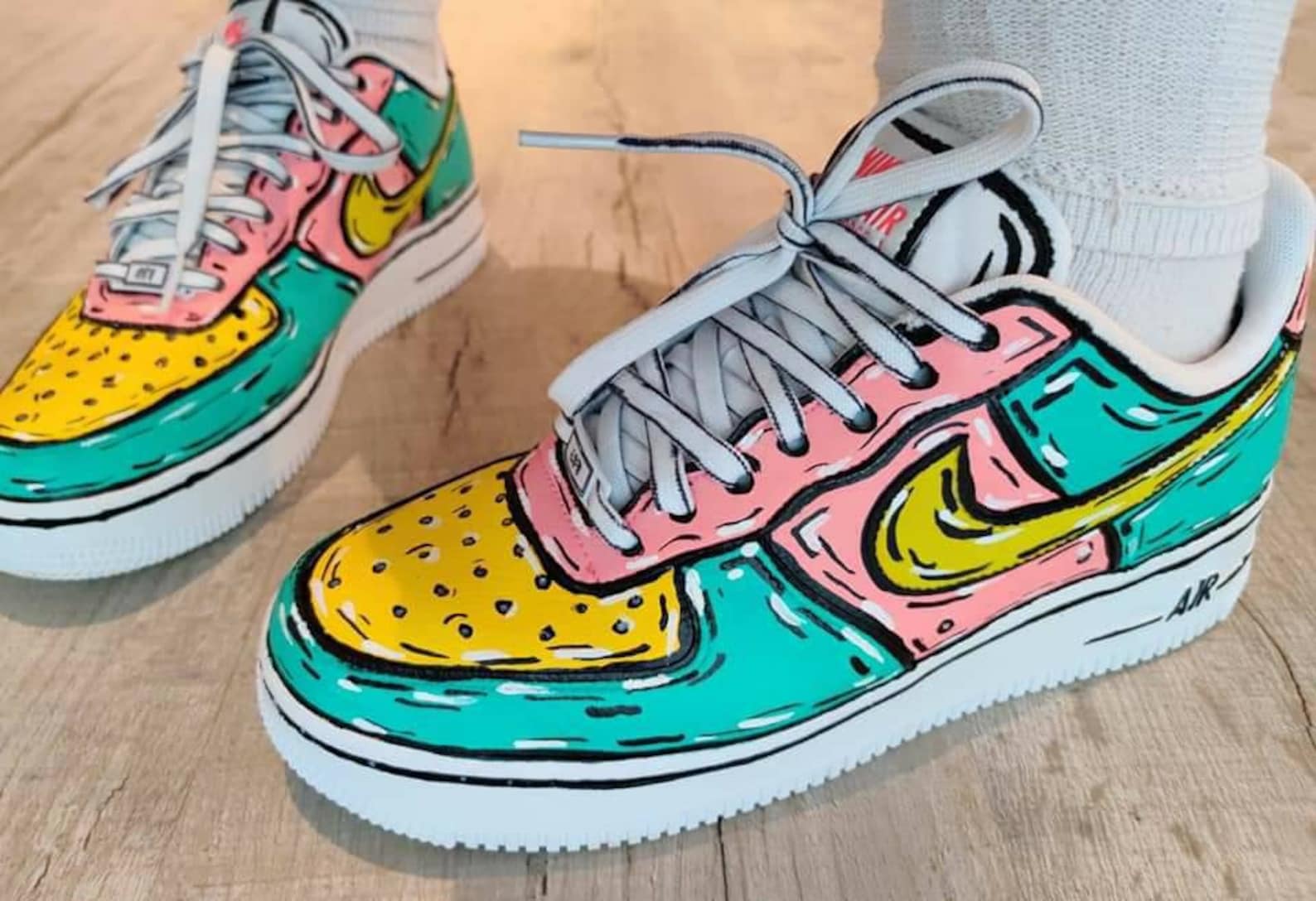 Custom Nike air force one hand painted cartoon sketch | Etsy