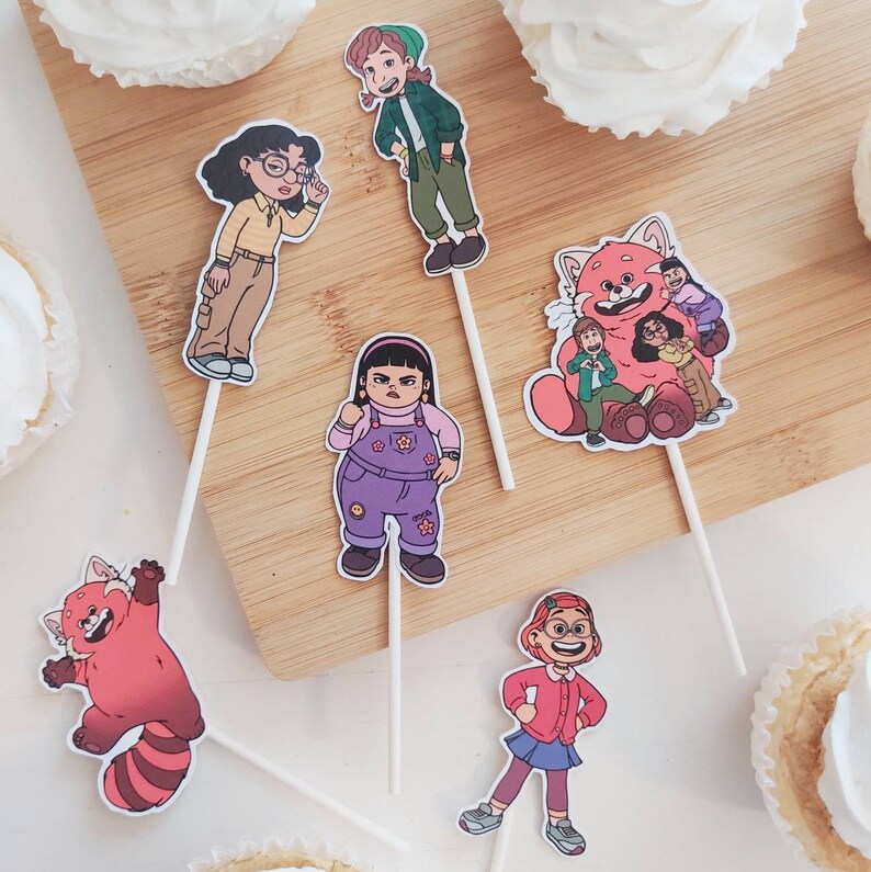 TURNING RED Themed Cupcake Toppers Birthday Celebration Party Etsy