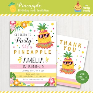 Wie eine Ananas-Einladung Partei | Mädchen Hawaii Luau tropischen Geburtstag | Digital Druck-PDF | PERSONALISIERTE Einladung | Dankeschön-Karte