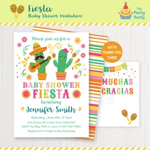 Cactus Baby Shower Fiesta Invitación / Bebé Niña Senorita / Gracias Tarjeta Gracias / Personalizado Invitar DIGITAL Imprimible PDF Archivo PDF