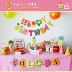 Tutti Frutti Party Printable | Mix Match A la Carte | Girls Birthday Summer Twotti Frutti Fruit Party | DIGITAL PDF File | DIY Banner Favor