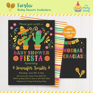 Invitación de la ducha del bebé del cactus Fiesta Niña Senorita Gracias Tarjeta Muchas Gracias ? Invitación personalizada Digital archivo PDF imprimible