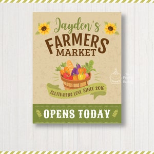 Farmers Market Party Segno di benvenuto Decorazione PERSONALIZZATA / Ragazzi Ragazze Farm Garden Festa di compleanno / File PDF digitale fai-da-da-m.