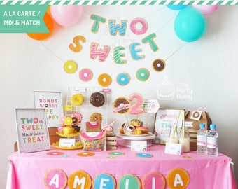 Two Sweet Party Printable | Mix Match A la Carte | Sweetie Girls Donut 2nd Birthday DIY Digital PDF File Printable Personalized