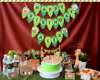 Jungle Safari Wild Animal Birthday Party Pack | Boys Girls Birthday | Zoo Jungle Party Kit Package | DIY DIGITAL Printable | PERSONALIZED