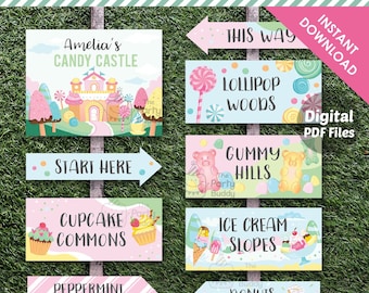 Candy Land Modern Party Sign Sweet Pastel Decors | Candyland Castle Signage | Text EDITABLE Yourself Digital Printable PDF INSTANT Download