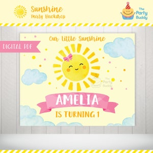 Sunshine Girls Birthday Party Backdrop PDF Digital Imprimible / You Are My Sunshine / Candy Buffet Sweet Table Póster grande / PERSONALIZADO