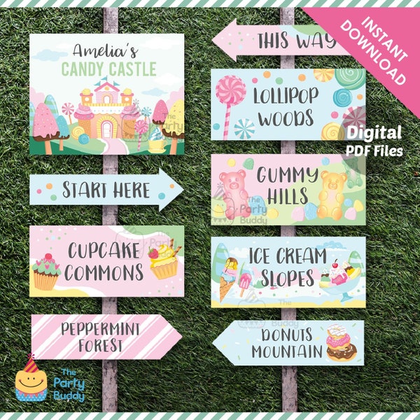 Candy Land Modern Party Sign Sweet Pastel Decors | Candyland Castle Signage | Text EDITABLE Yourself Digital Printable PDF INSTANT Download