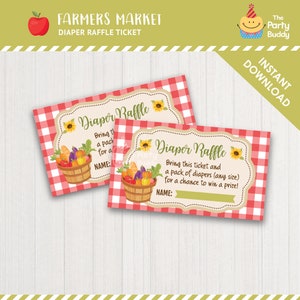 Afdrukbare kaart voor boerenmarktluierloterij | Klassiek rood gingang babyshower jongen meisje | DIRECT DOWNLOADEN | Digitaal pdf-bestand