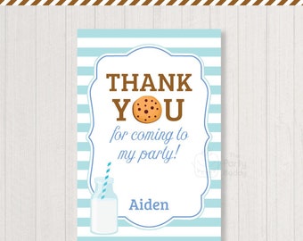 Melk en koekjes bedankt kaart | Jongens verjaardagsfeestje | 4x6 5x7 Thank You Notes | PDF Digitaal afdrukbaar bestand