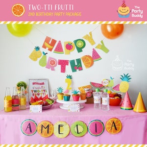 Twotti Frutti Party Pack | Girls Sweet 2nd Birthday | Tutti Fruity Summer Fruit Party Kit | DIY Digital PDF Printable Package | Personalized