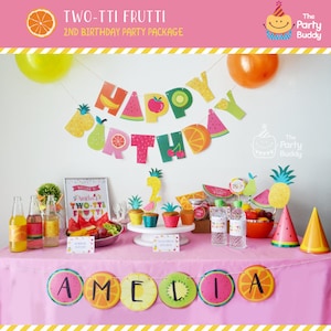 Twotti Frutti Party Pack / Girls Sweet 2nd Birthday / Tutti Fruity Summer Fruit Party Kit / DIY Digital PDF Printable Package / Personalizado