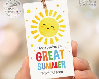 Haben Sie einen großen Sommer-Tag | Ende des Schuljahres druckbare Tag | Studenten Freund Favor Geschenkanhänger | Bearbeitbar | Sofortiger Download als DIGITALE Vorlage