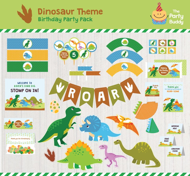 Dinosaur Party Printable Pack | Boys Birthday | Roar Dino Party Kit ...