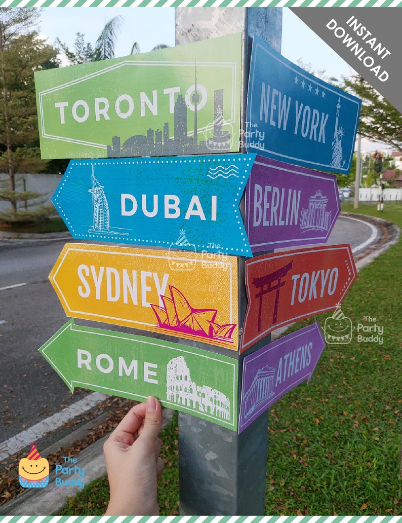 Vintage Travel City Signs Decoration | World Journey Destination ...