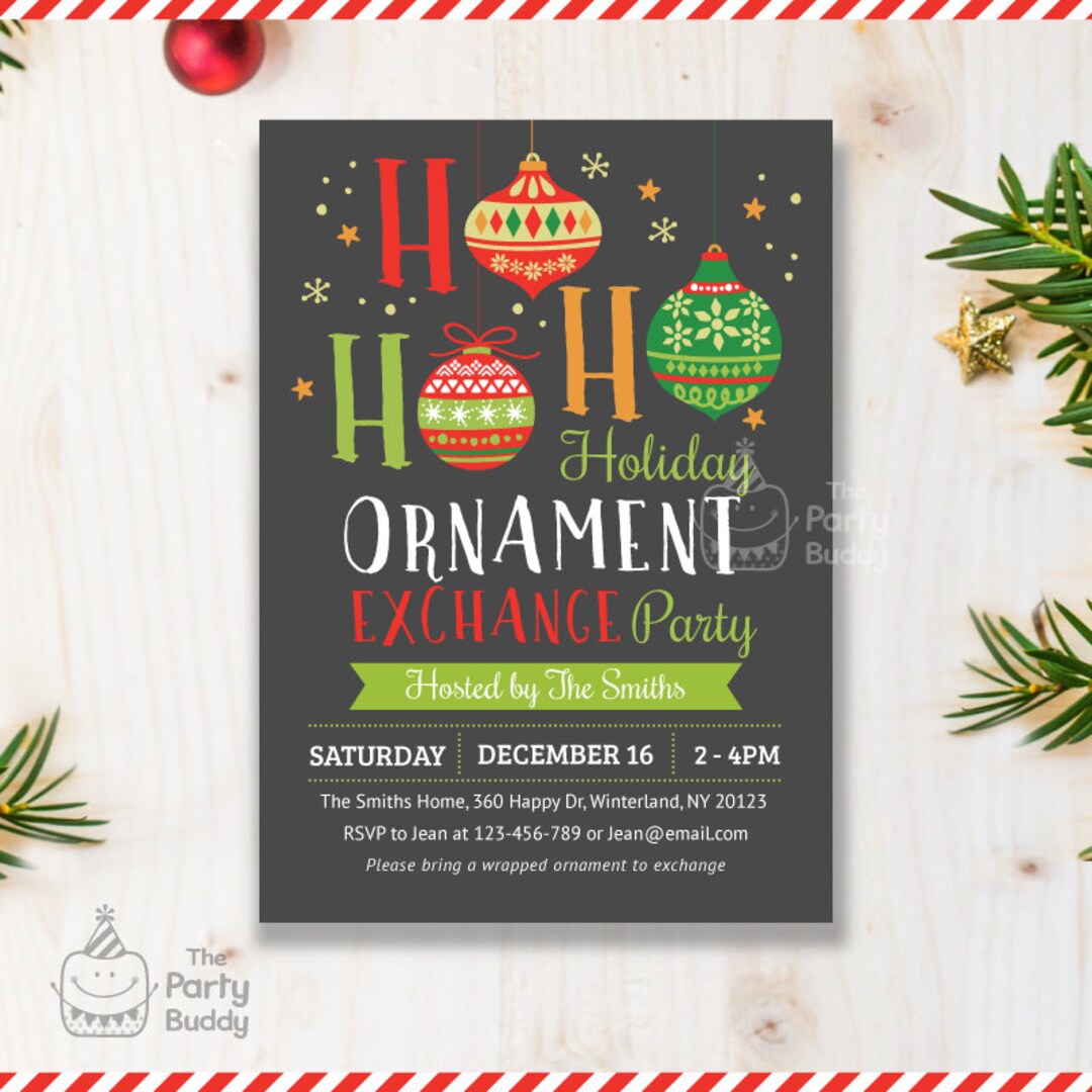 Christmas Ornament Exchange Invitation Printable Holiday Night Party