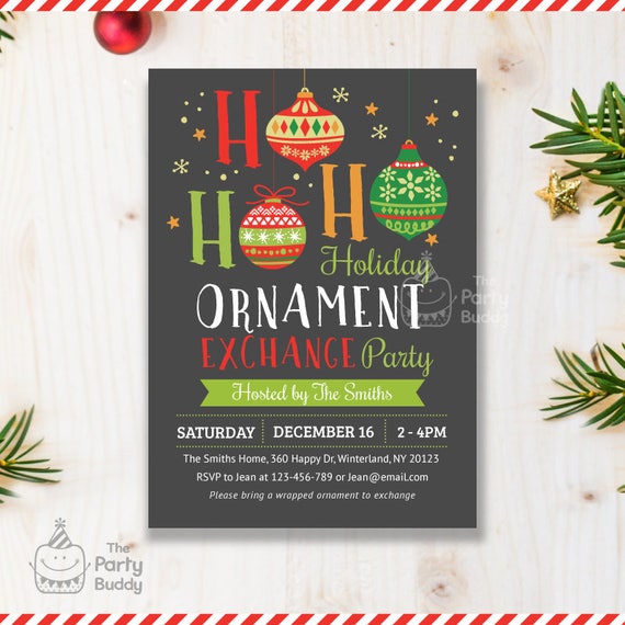 Christmas Ornament Exchange Invitation Printable Holiday Etsy