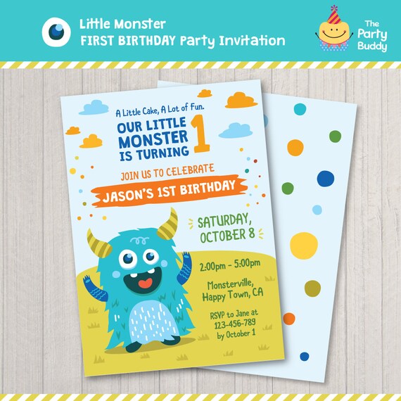 Invitation A La Fete Danniversaire Little Monster Bash Etsy Canada