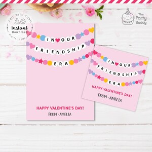 Valentinstag Karte Freundschaft Era Armband Geschenk zum Ausdrucken | Klassenzimmer Valentinstag Geschenkanhänger | SOFORTIGER Download DIGITALE Datei Corjl Vorlage