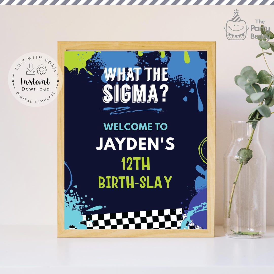 Editable Bruh Sigma Welcome Sign | Gen Alpha Slang Boy Teen Birthday ...
