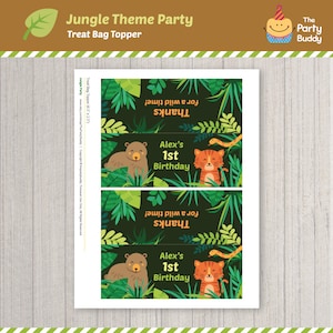 Personalized Safari Party Treat Bag Toppers | DIY Digital Printable PDF