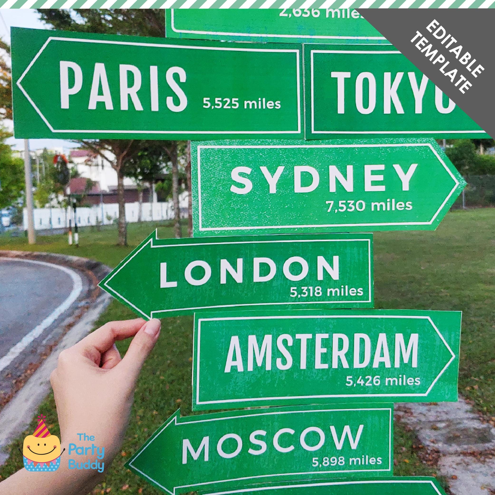 International Signage Examples Editable International City Signs Decor | Travel Party Destination ...