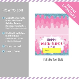 Happy Valenslime Day Bag Topper Printable Kids Classroom Valentine DIY ...
