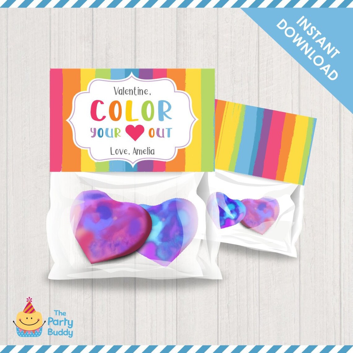 Valentine Color Your Heart Out Bag Topper Printable Kids - Etsy