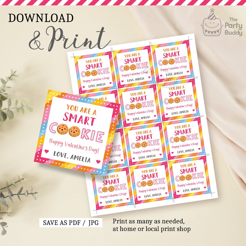 Valentine Smart Cookie Printable Tags | Kids Classroom Valentines ...