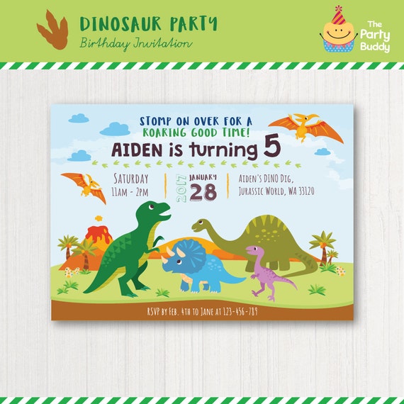 Invitation A La Fete Des Dinosaures Et De Cartes De Etsy Canada