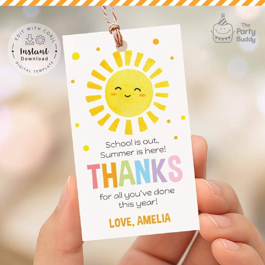 School is Out Summer is Here | Teacher Appreciation Favor Tag | Student ...