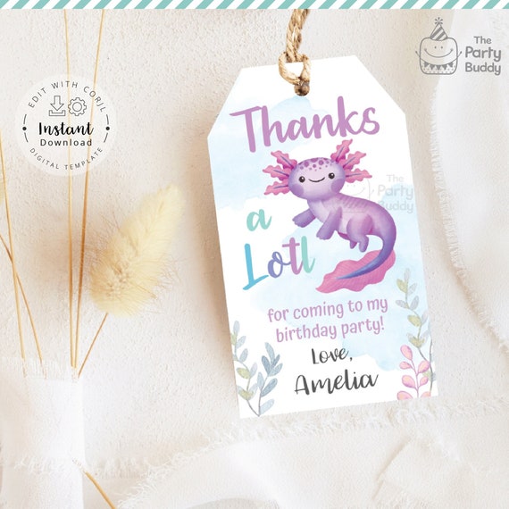 Sfondo fotografico di compleanno Axolotl, colore viola, con