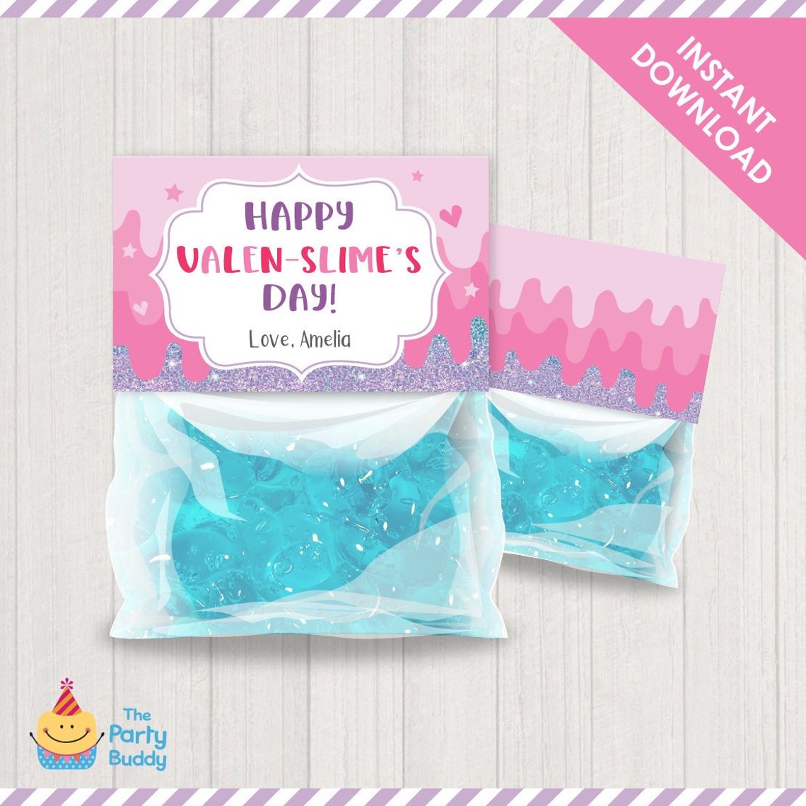Happy Valenslime Day Bag Topper Printable Kids Classroom - Etsy