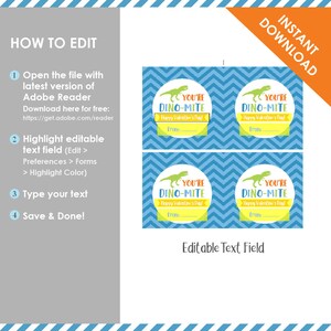 Dinomite Valentine Favor Tag Printable | Kids Classroom Dinosaur Label ...