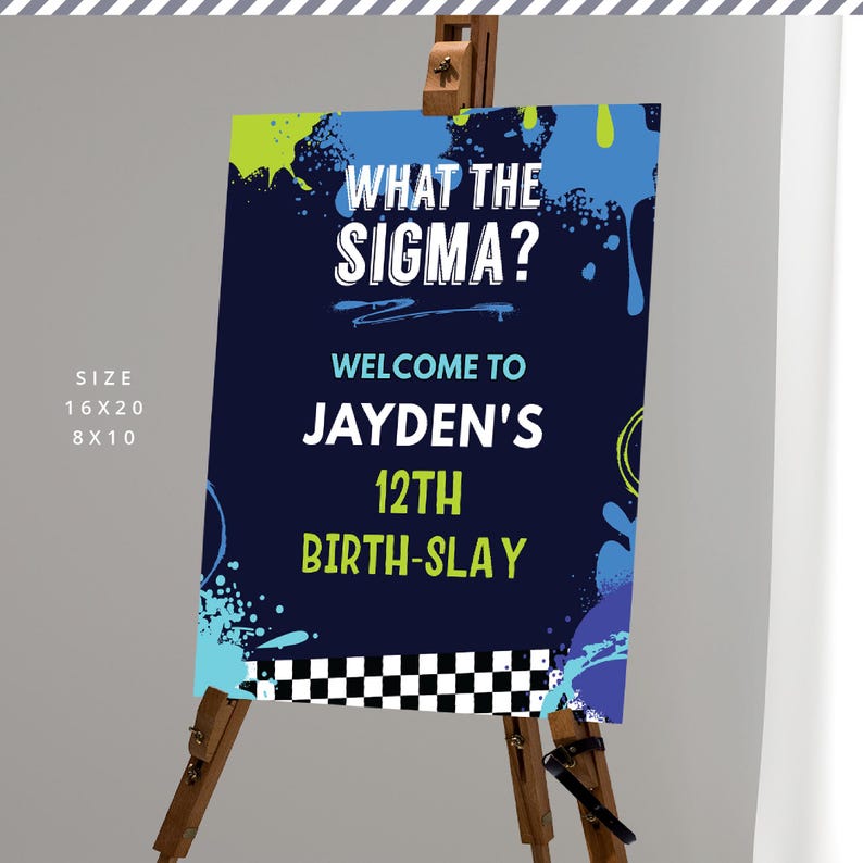 Editable Bruh Sigma Welcome Sign | Gen Alpha Slang Boy Teen Birthday ...