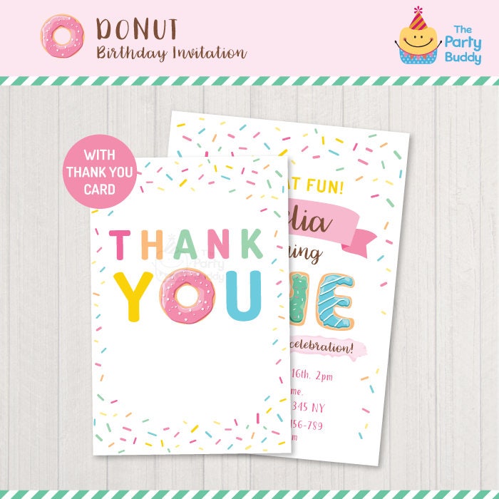 Donut Sprinkle Party Invitation Printable Girls Turning ONE - Etsy