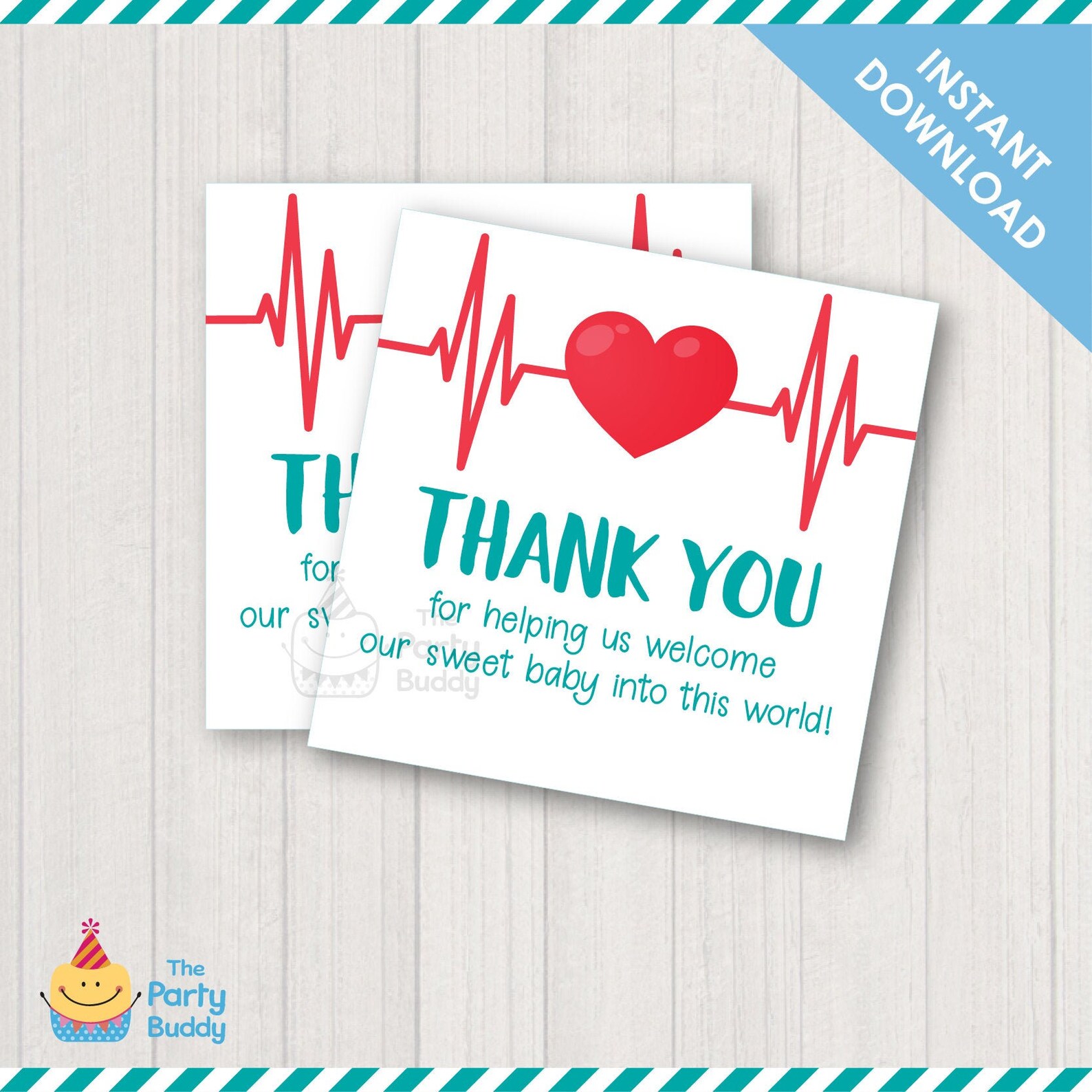 thank you labor delivery nurse tag printable postpartum etsy