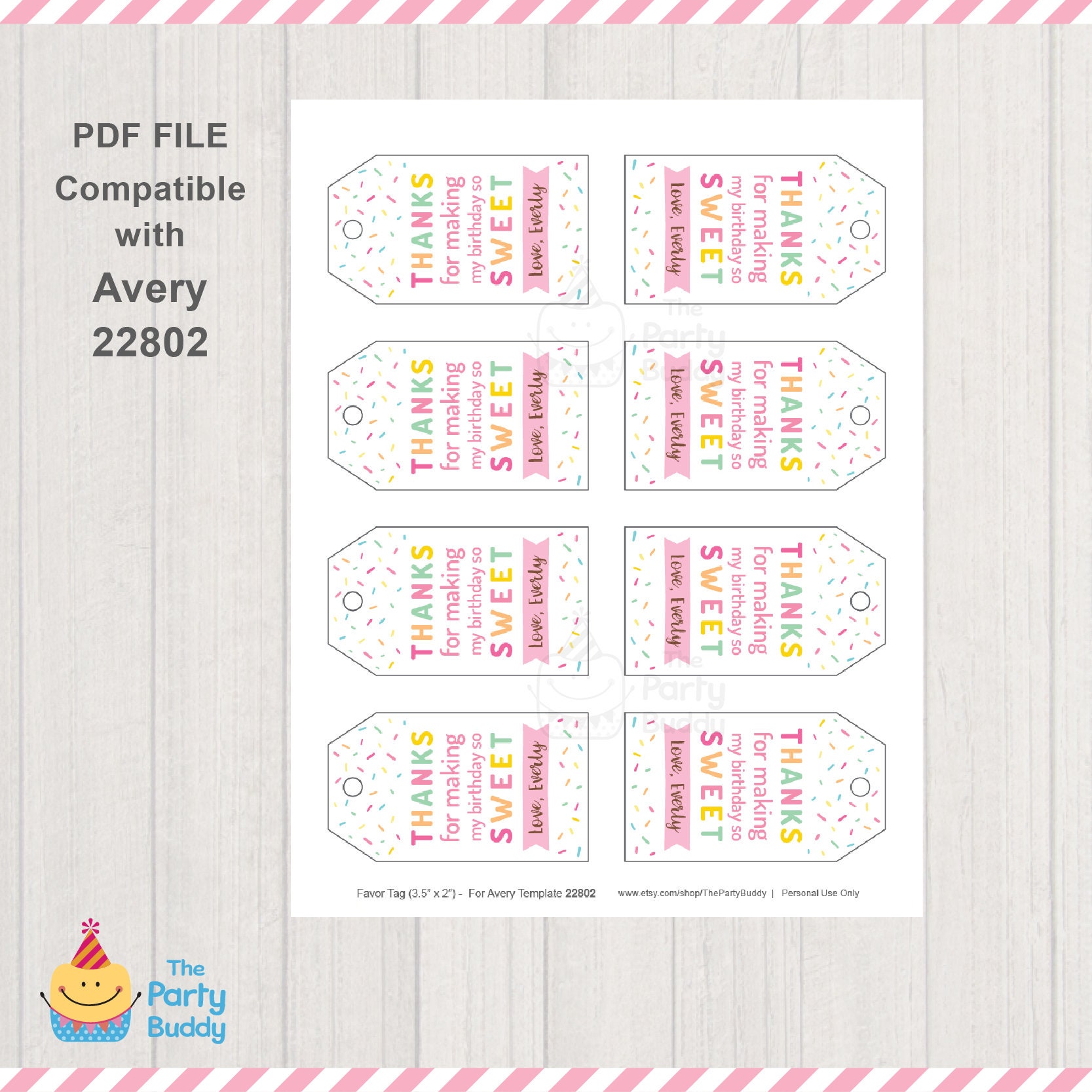 Sweet Birthday Party Favor Tag PERSONALIZED Printable Girls Colorful Sprinkle Ice Cream Donut Party Avery 22802 Tags Digital PDF File - Etsy sweet-birthday-party-favor-tag-personalized-printable-girls-colorful-sprinkle-ice-cream-donut-party-avery-22802-tags-digital-pdf-file-etsy
