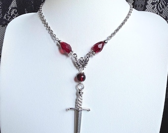Collar gótico con espada, espada de vampiro, collar gótico con espada