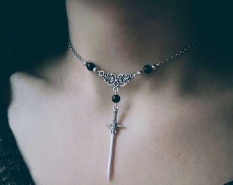Gargantilla gótica con núcleo de espada de vampiro, collar gótico ajustable, estilo victoriano oscuro para cosplay
