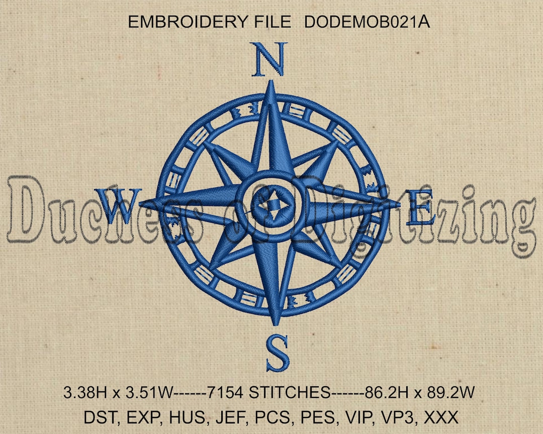 Nautical Compass Embroidery Design, Nautical Compass Embroidery File