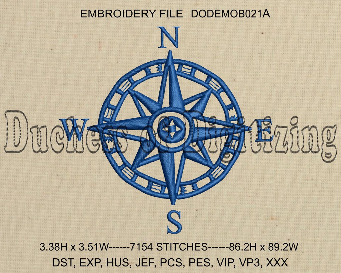 Nautical Compass Embroidery Design Nautical Compass Etsy