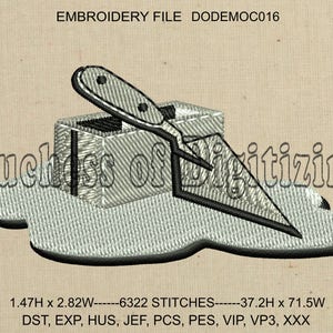 Masonry Embroidery Design, Masonry Embroidery File, Concrete, Cinder Block, Trowel, DODEMOC016