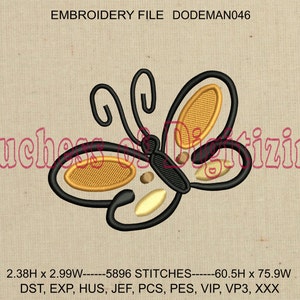 Butterfly Embroidery Design, Butterfly Embroidery File, DODEMAN046