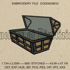 Toy Chest Embroidery Design, Toy Chest Embroidery file, Treasure Chest Embroidery Design, Treasure Chest Embroidery file, DODEMOB032
