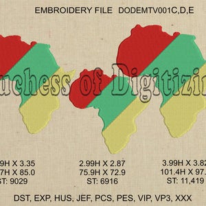 Afrika-Stickerei-Design, Afrika-Stickerei-Datei, Afrika, Kontinent, Afrika, DODEMTV001C, D, E